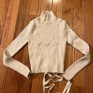 Zara Cream Ribbed Turtleneck Sweater